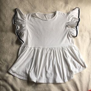 Pretty Peplum and Flowy Short Sleeved Top